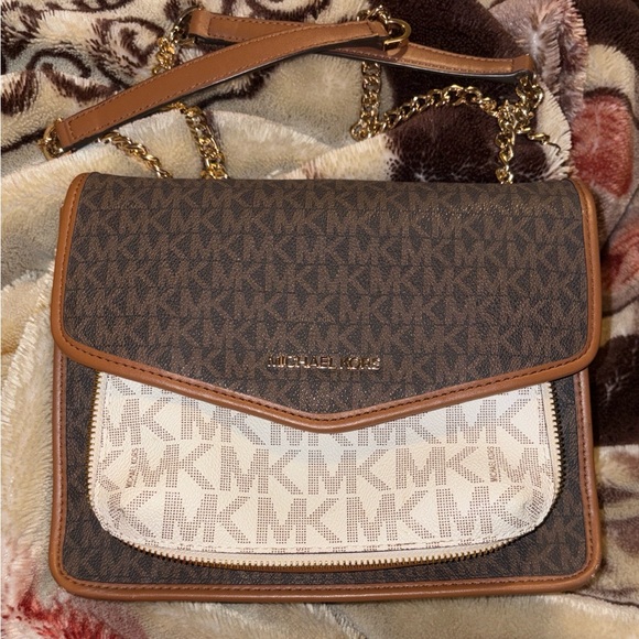 Michael Kors Handbags - Michael Kors Brown and Cream Crossbody Bag